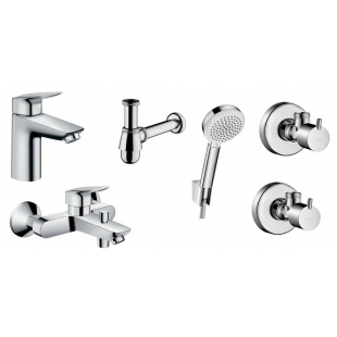 Набор смесителей Hansgrohe Logis 70, с вентилями и сифоном, 710714510